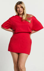 Karyna Mini Dress - Shirt Dress in Red