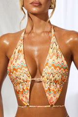 Ruched Halter Bikini Top in Multi Print
