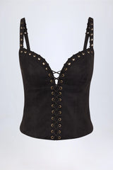 Lace-Up Top in Black