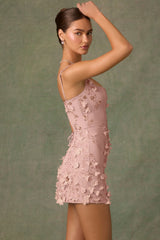 Embellished Corset Mini Dress in Dusty Rose