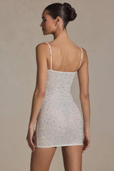 Embellished Bodycon Mini Dress in White