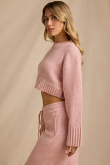 Cropped Knit Jumper in Blush Pink
