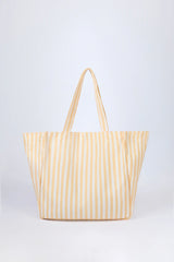 Oversized Canvas Tote Bag in Lemon Yellow Stripe