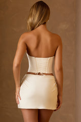 Draped Mid-Rise Mini Skirt in Ivory