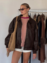 Goldsmith Faux Leather Bomber Jacket – Classic Brown Vegan Leather Outerwear