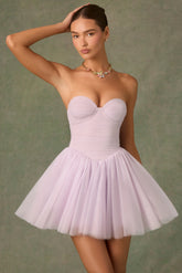Tulle Corset Mini Dress in Lilac