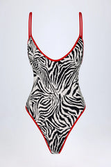 Cross-Back Swimsuit in Zebra Print