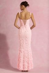 Embellished Fishtail Corset Gown in Pink