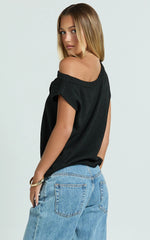 Marilou Top - Knit Off Shoulder Top in Black