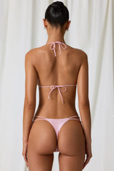 Pearl-Detail Triangle Bikini Top in Soft Pink