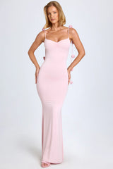 Slinky Jersey Floral-Appliqué Gown in Blush