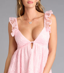 Sweet Escape Ruffle Lace Mini Dress