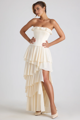 Kateproms Tiered Corset Gown in Ivory