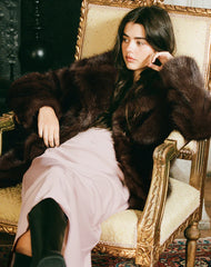 Pepita Jacket in Faux Fur Dark Brown