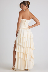 Kateproms Tiered Corset Gown in Ivory
