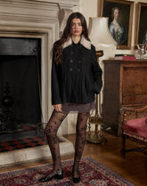 Arsil Double Breasted Coat in Black Wool