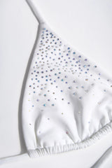Embellished Triangle Bikini Top in White