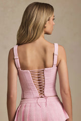 Lace-Up Corset Top in Soft Pink
