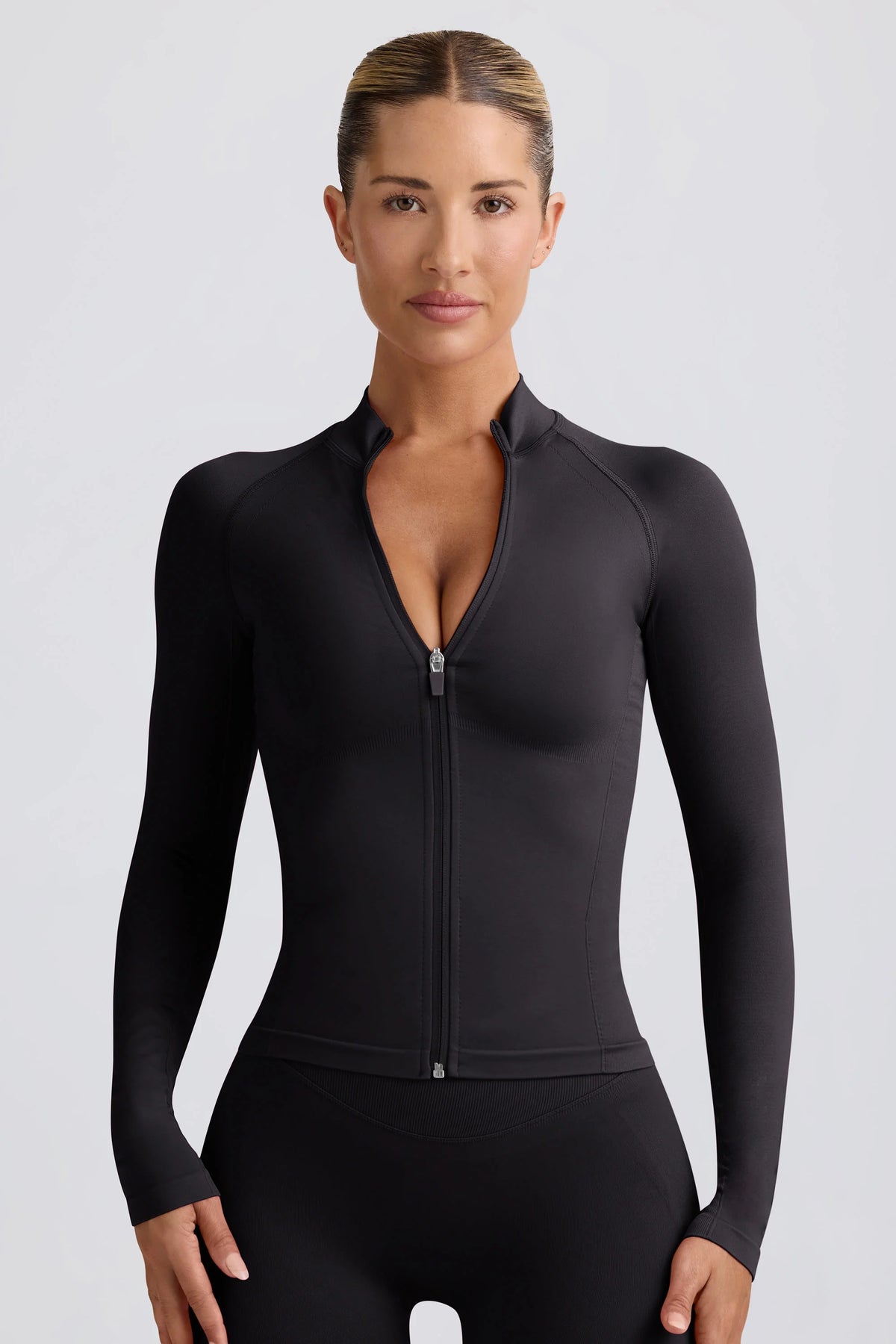 Define Luxe Zip-Up Jacket in Black