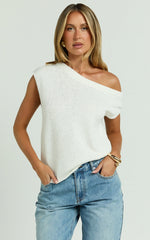 Marilou Top - Knit Off Shoulder Top in White