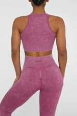 Keyhole Zip Crop Top in Dark Pink