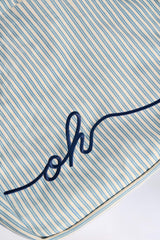 Oversized Canvas Tote Bag in Teal Blue Double Stripe