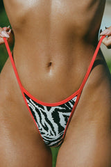 Reversible Thong Bikini Bottoms in Zebra Print