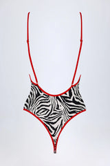 Cross-Back Swimsuit in Zebra Print
