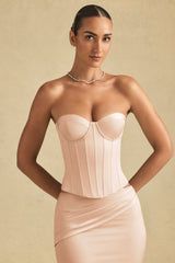 Full-Length Lace-Up Corset Top in Beige Gold