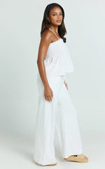 Alma Two Piece Set - Cotton Cami Pant Set in White