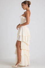 Kateproms Tiered Corset Gown in Ivory